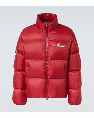 Amiri Bones Logo Patch-Applique Down Jacket - Red