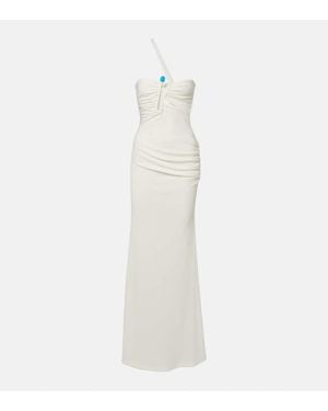 Christopher Esber Crystal Pin Cutaway Embellished Maxi Dress - White