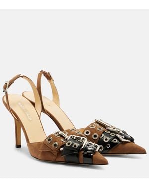 Mach & Mach Slingback-Pumps Buckle 95 Aus Veloursleder - Mettallic
