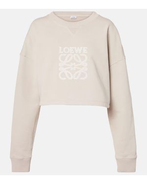 Loewe Anagram Cropped Cotton Jersey Sweatshirt - Natural