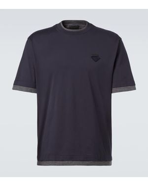 Prada T-Shirt Aus Baumwoll-Jersey - Blau