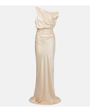 The Sei Draped Silk Satin Gown - Natural