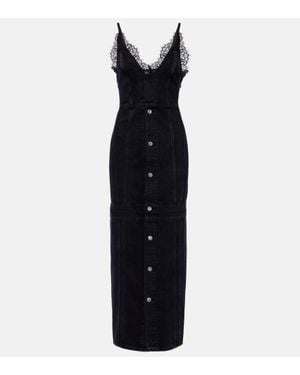 Stella McCartney Lace-Trimmed Denim Maxi Dress - Blue