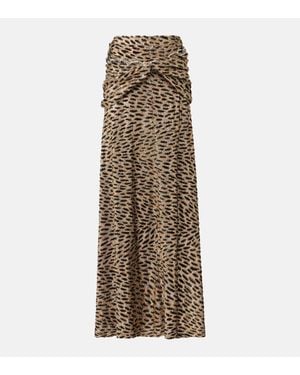 Rabanne Tiger Gathered Lame Maxi Skirt - Natural