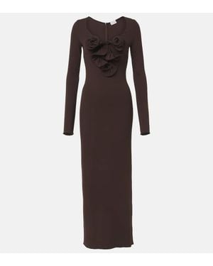 Magda Butrym Floral-Applique Jersey Maxi Dress - Brown