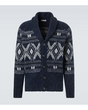 Brunello Cucinelli Cardigan Fair Isle - Blu