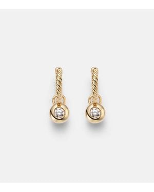 David Yurman Petite Cable 18Kt Huggie Earrings With Diamonds - White