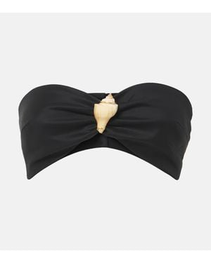 Adriana Degreas Embellished Cotton-Blend Bandeau Top - Black