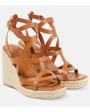 Zimmermann Bay 110 Leather Espadrille Wedges - Brown