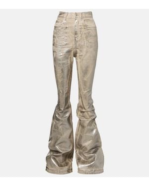 Rick Owens Beschichtete High-Rise Bootcut Jeans Bolan - Natur