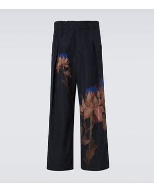 Dries Van Noten Weite Hose Pilan Aus Taft - Blau