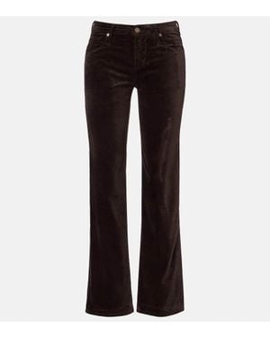 7 For All Mankind Pantalones Rectos Calie Straight De Terciopelo En Mezcla De Algodon - Negro