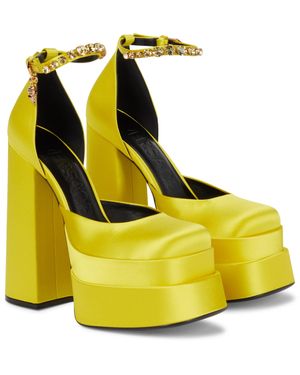 Versace Medusa Aevitas Satin Platform Pumps - Yellow