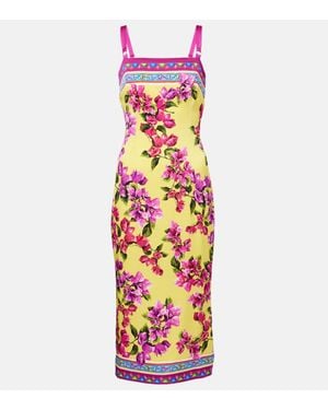 Dolce & Gabbana Robe Taormina En Soie Melangee - Blanc