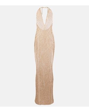 Tom Ford Abito Lungo Con Scollo All'Americana - Neutro