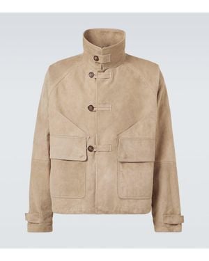 Giorgio Armani Jacke Aus Veloursleder - Natur
