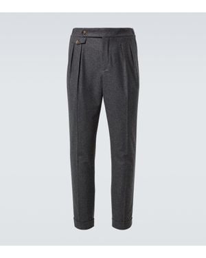 Brunello Cucinelli Schmale Hose Aus Schurwolle - Grau