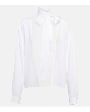 Miu Miu Sable Tie-Neck Blouse - White