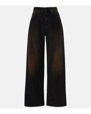 Acne Studios Jeans A Gamba Larga A Vita Media - Nero