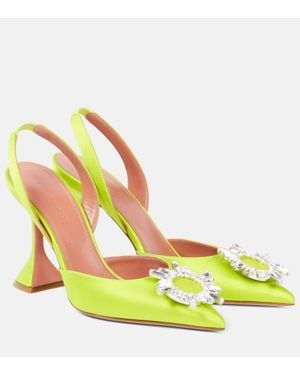 AMINA MUADDI Begum 95 Satin Slingback Court Shoes - Yellow