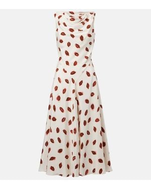 Altuzarra Drina Printed Silk Midi Dress - White