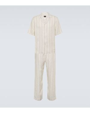 ZEGNA Striped Linen Pyjamas - White