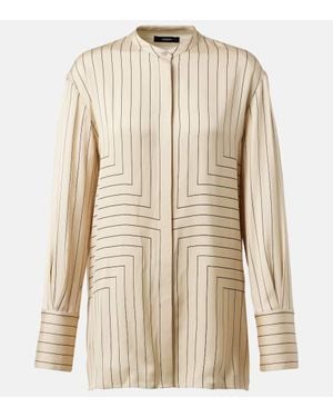 JOSEPH Chemise Athena Rayee En Soie Melangee - Neutre
