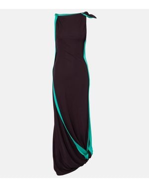 Victoria Beckham Asymmetric Draped Jersey Midi Dress - Blue