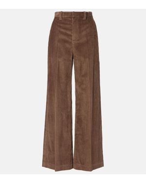 Brunello Cucinelli Monili Cotton Corduroy Wide-Leg Trousers - Brown