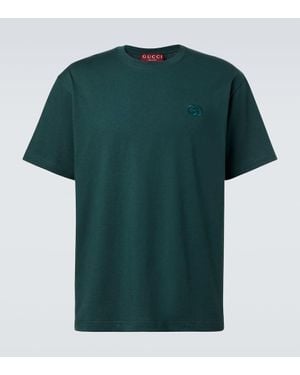 Gucci T-Shirt Double G Aus Baumwoll-Jersey - Grün