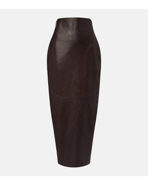 Rick Owens Falda Tubo De Piel - Marrón