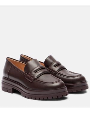 Gianvito Rossi Leather Penny Loafers - Brown