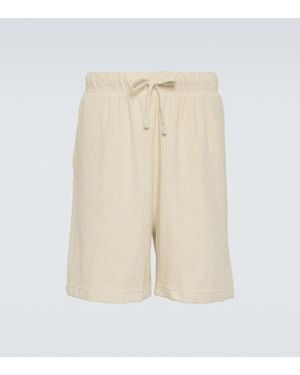 Burberry Logo Cotton Shorts - Natural