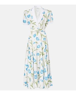 Rodarte Midikleid Aus Seiden-Twill - Blau