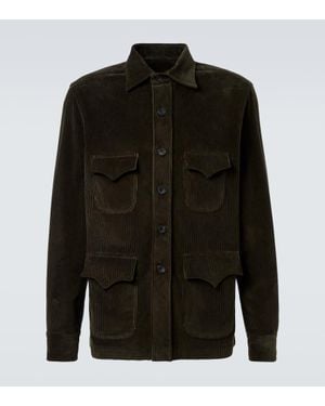 Rubinacci Chemise Western En Velours Cotele De Coton - Noir