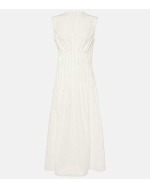 KHAITE Wes Pleated Cotton Poplin Maxi Dress - White