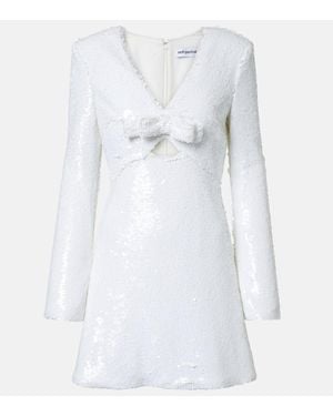 Self-Portrait Sequined Minidress - White