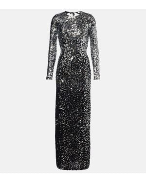 Rabanne Sequined Open-Back Jersey Gown - Black