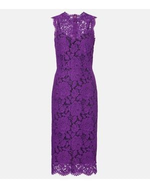 Dolce & Gabbana Midikleid Aus Spitze - Lila