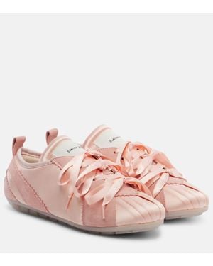 Simone Rocha Ballerina Grip Satin And Suede Sneakers - Pink