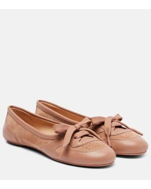Gianvito Rossi Ballerinas Aus Veloursleder Mit Leder - Braun