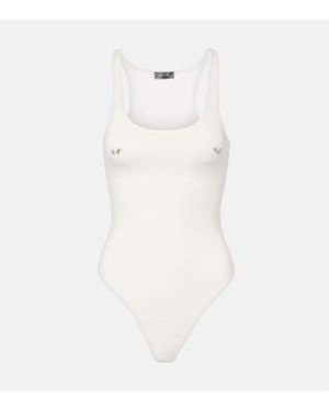 Mugler Verzierter Body Aus Baumwolle - Weiß
