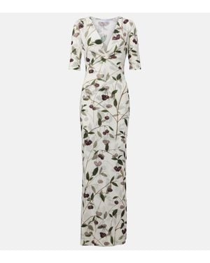 Stella McCartney Bedrucktes Maxikleid Aus Jersey - Weiß