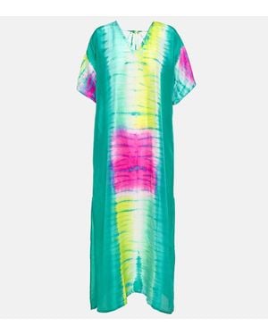 Anna Kosturova Tie-Dyed Silk Kaftan - Green