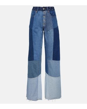 Marine Serre Regenerated Wide-Leg Jeans - Blue