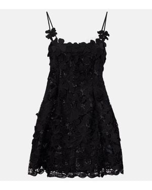 Blumarine Vestido Corto De Encaje Floral - Negro