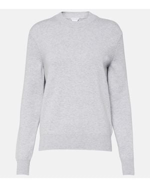 Bottega Veneta Jersey De Cachemir Con Parches De Piel - Gris