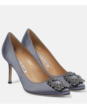 Manolo Blahnik Salones Hangisi 90 De Saten Adornados - Azul