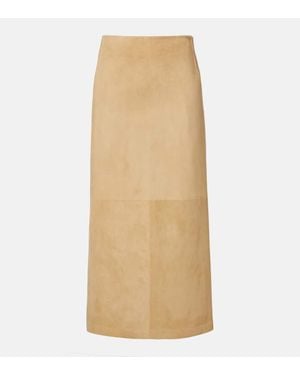The Row Danas Suede Wrap Skirt - Natural