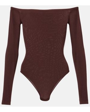 Alaïa Off-Shoulder Bodysuit - Brown